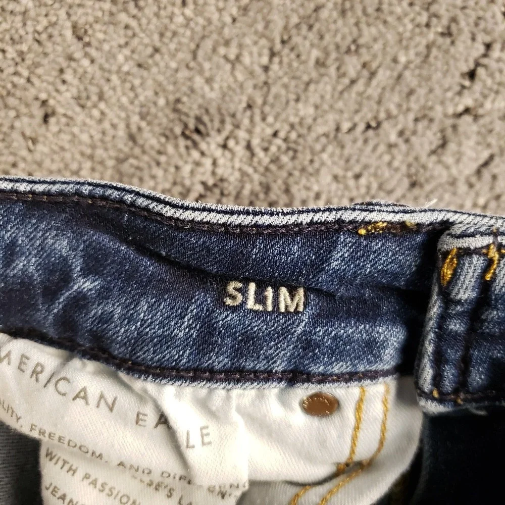 American Eagle Jeans Mens 28x30 Blue Slim Stretch Whisker Honeycomb Stretch